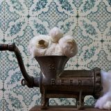 Den gusseisernen Fleischwolf nutzte einst der Opa. Nun verwendet Menschenkind ihn zur unblutigen Schlachtung.