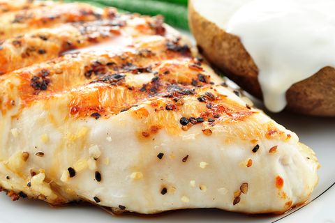 Geschickt gewendet erhält die Hähnchenbrust ein hübsches Grillmuster