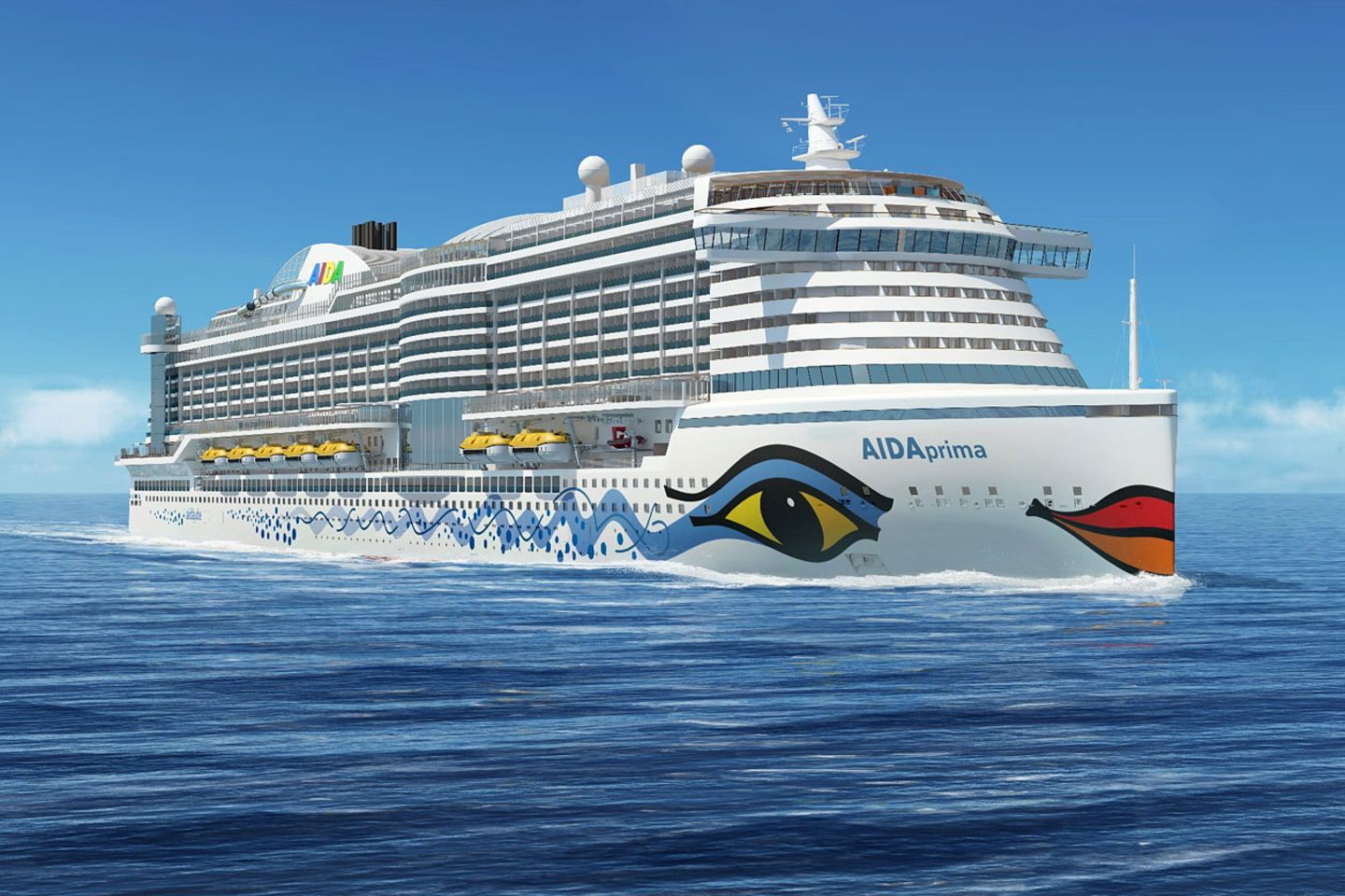 Ein Bug als Markenzeichen: Mit der "Aida Prima" durchflügt erstmals wieder ein senkrechter Bug wie bei einem alten Dampfer die Weltmeere.