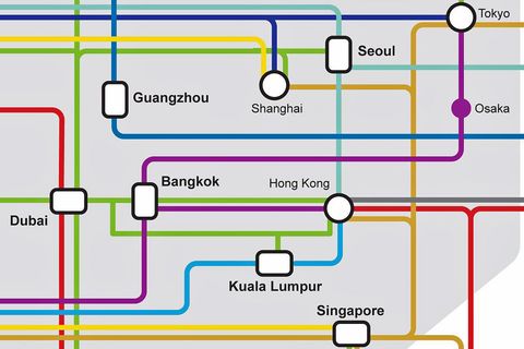 Streckennetz des Airbus A380: Die ganze Welt als U-Bahn-Plan