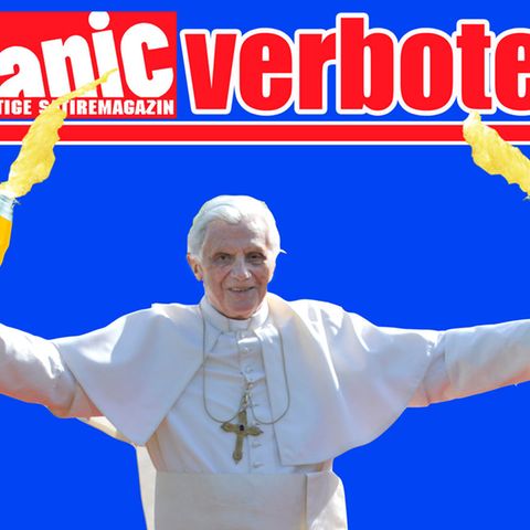 Unter dem Titel "Halleluja im Vatikan - Die undichte Stelle ist gefunden!" hatte die "Titanic" 2012 den Papst von vorne und hinten gezeigt - einmal mit gelbem, einmal mit braunem Fleck auf der Soutane. Nachdem das Hamburger Landgericht diesen Titel verboten hatte, zeigt das Satiremagazin auf der Homepage Benedikt XVI. mit zwei riesigen Limonadenflaschen