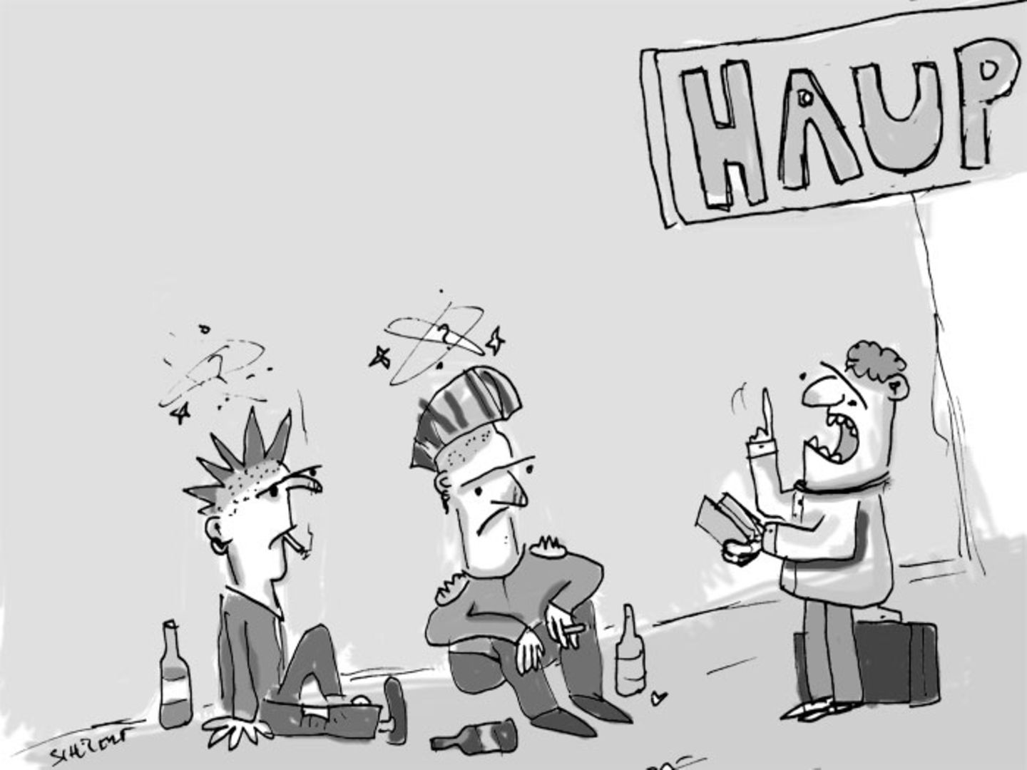 3. Punks     Machen Sie sich nützlich und holen sie vor dem Bahnhof mit "Knalli" und "Astra" den Realschulabschluss nach!