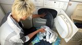 Wäschetrockner    Wäschetrockner sind wahre Stromkiller. Kostenlos ist hingegen das Trocknen im Freien oder auf dem Trockenboden. Da dies aber bei vielen Wohnungen nicht möglich ist, empfielt das Umweltbundesamt folgenden Trick: Wäsche kann sogar im Winter, oder bei fehlendem Trockenboden mit wenig Energie getrocknet werden, wenn man sie im Keller - oder einem anderen geeigneten Raum - auf den Wäscheständer hängt und einen 25-Watt-Ventilator (gibt es schon für 10 Euro) so aufstellt, dass die Luft zwischen den Wäschestücken hindurchstreicht und diese leicht bewegt. Dabei gibt die Wäsche das Wasser an die vorbeiströmende Luft ab. Je nach Stoffdicke ist dann die Wäsche meist schon nach wenigen Stunden trocken