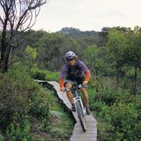 Über aufgeständerte Radwege trampeln Biker durch Naturschutzparks. Die Pflanzen sollen nicht durch Querfeldein-Fahrer zerstört werden.