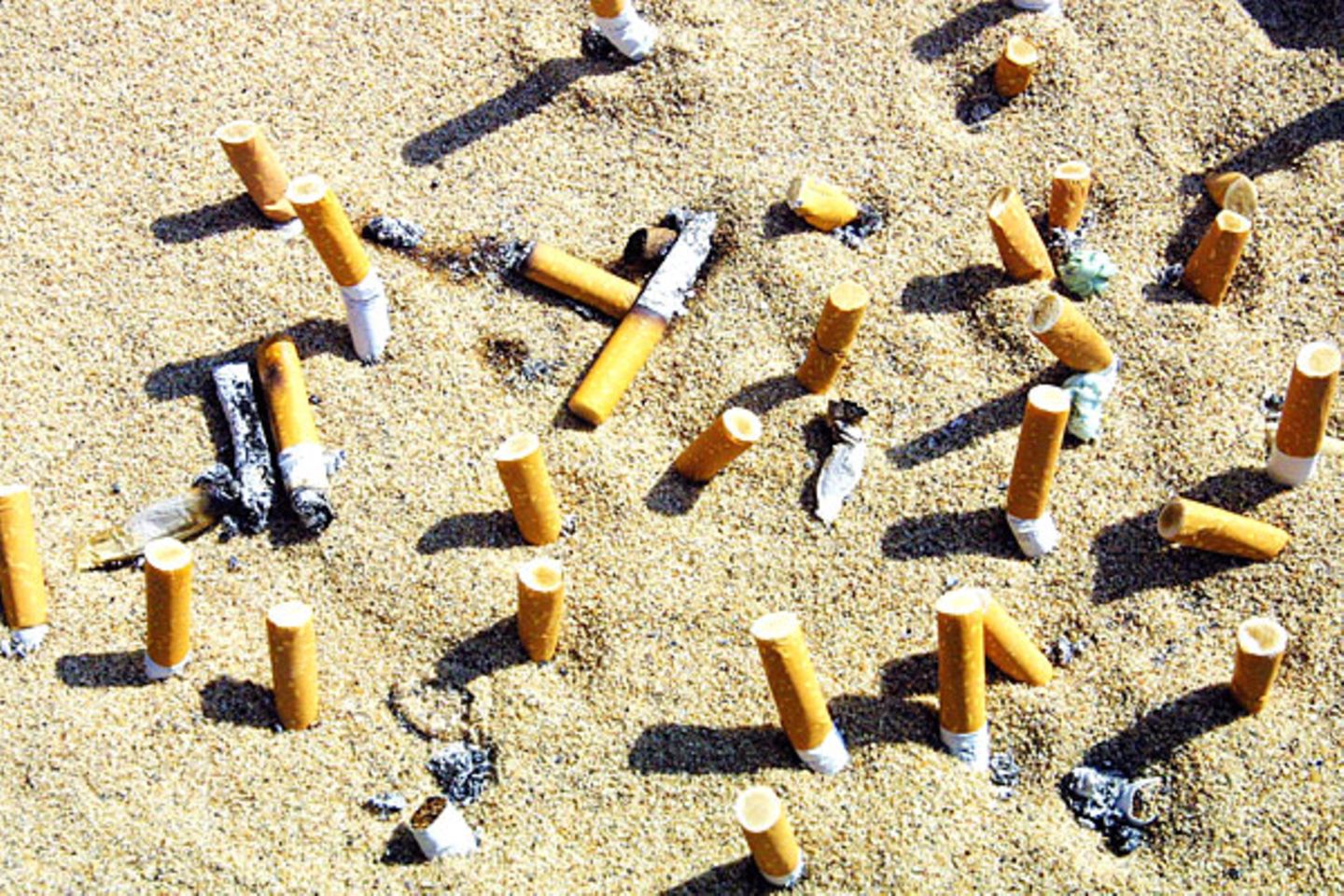 Wer will schon den Strand mit Nikotinleichen teilen? Kippen dürfen nicht im Sand zurückzulassen werden. Eigentlich sollte das eine Selbstverständlichkeit sein    Video: Mikro-Bikinis - darf man so was tragen?