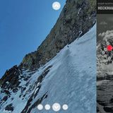 Die beiden Bergsteiger als winzige Punkte am oberen Rand der "Spinne", wie das Eisfeld unterhalb der Ausstiegsrisse in der Eiger-Nordwand genannt wird. Die User navigieren sich durch die Eigerwand und bestimmen selbst die Blickrichtung, indem sie das Tablet oder Smartphone einfach bewegen - nach links oder rechts, Richtung Gipfel-Perspektive oder zum Abgrund ins Tal.