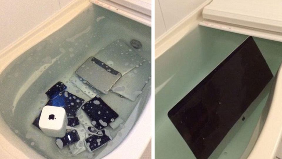 Rache für Seitensprung: Eifersüchtige Ex schmeißt alle seine Apple-Geräte in die Wanne