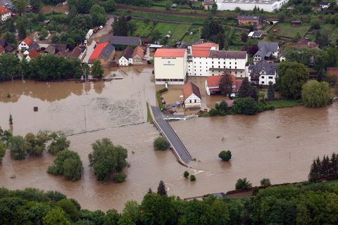 Die Obermühle in Wünschendorf bei Gera ist 2013 überflutet.