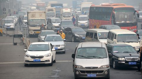 Straßensperren wegen Smog sind in Peking alltäglich.
