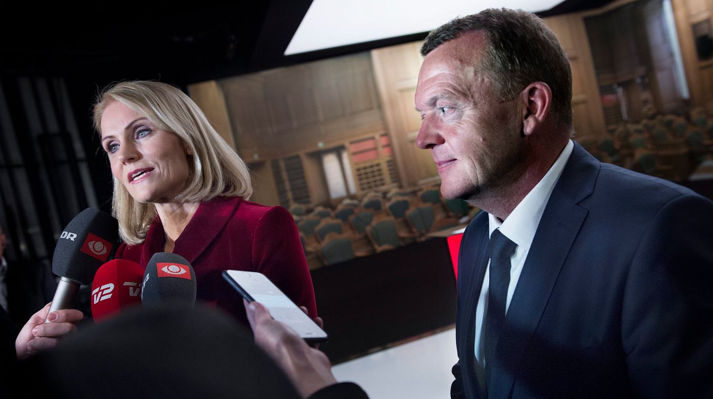Enges Rennen zwischen der dänischen Regierungschefin Helle Thorning-Schmidt (l.) und Lars Loekke Rasmussen 