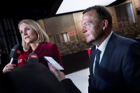 Enges Rennen zwischen der dänischen Regierungschefin Helle Thorning-Schmidt (l.) und Lars Loekke Rasmussen 