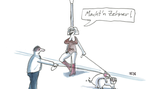 Hunde-Cartoons: Freund und Retter: der Bindenhund