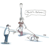Hunde-Cartoons: Freund und Retter: der Bindenhund