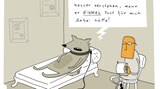 Hunde-Cartoons: Freund und Retter: der Bindenhund