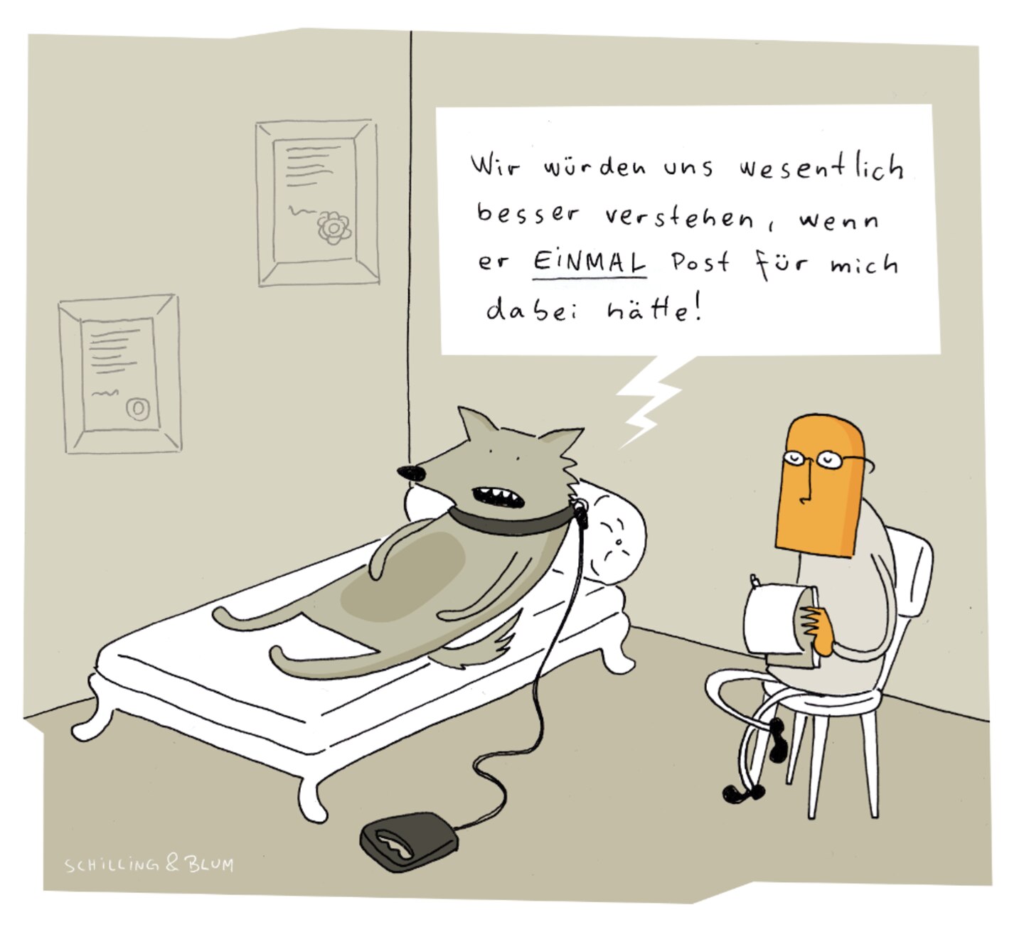Hunde-Cartoons: Freund und Retter: der Bindenhund