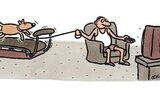 Hunde-Cartoons: Freund und Retter: der Bindenhund