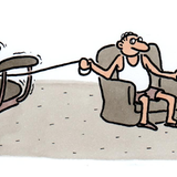 Hunde-Cartoons: Freund und Retter: der Bindenhund