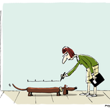 Hunde-Cartoons: Freund und Retter: der Bindenhund