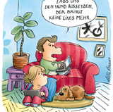 Hunde-Cartoons: Freund und Retter: der Bindenhund