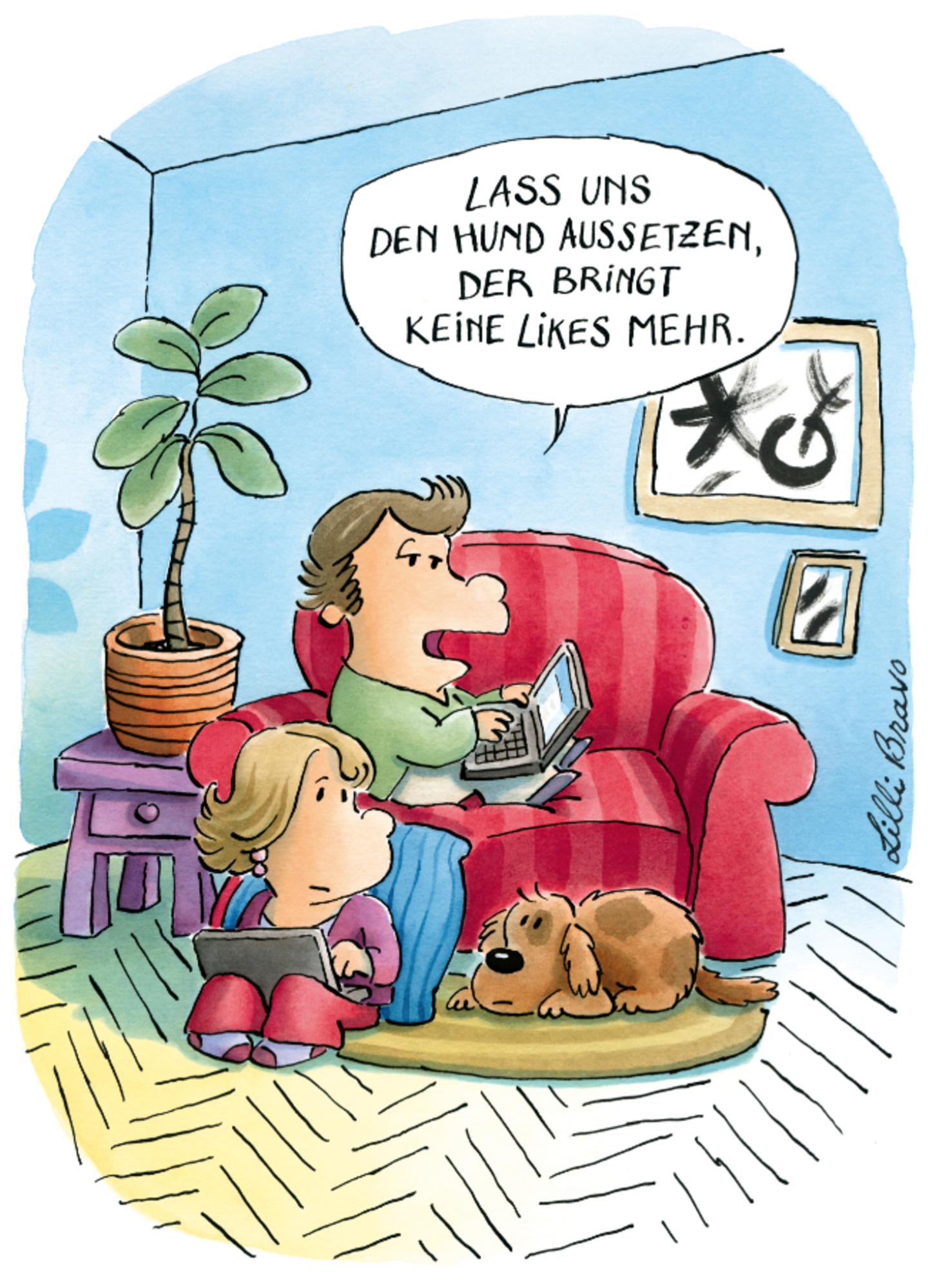 Hunde-Cartoons: Freund und Retter: der Bindenhund