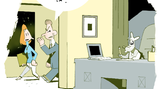 Hunde-Cartoons: Freund und Retter: der Bindenhund