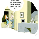 Hunde-Cartoons: Freund und Retter: der Bindenhund