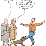 Hunde-Cartoons: Freund und Retter: der Bindenhund