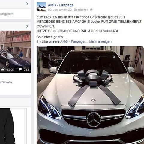 300.000 fielen darauf herein: Fake-Gewinnspiel bei Facebook: Poster statt Limousine