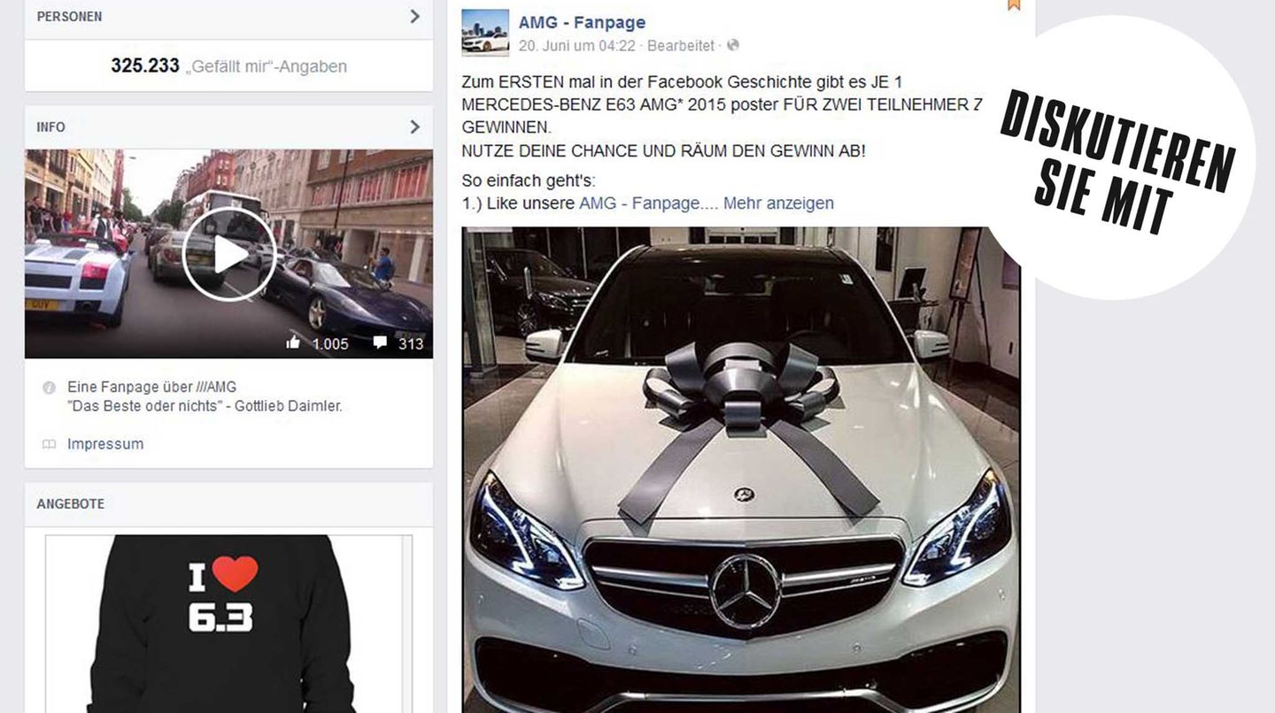 300.000 fielen darauf herein: Fake-Gewinnspiel bei Facebook: Poster statt Limousine