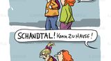 Familien-Cartoons: Schandtal! Komm zu Hause!