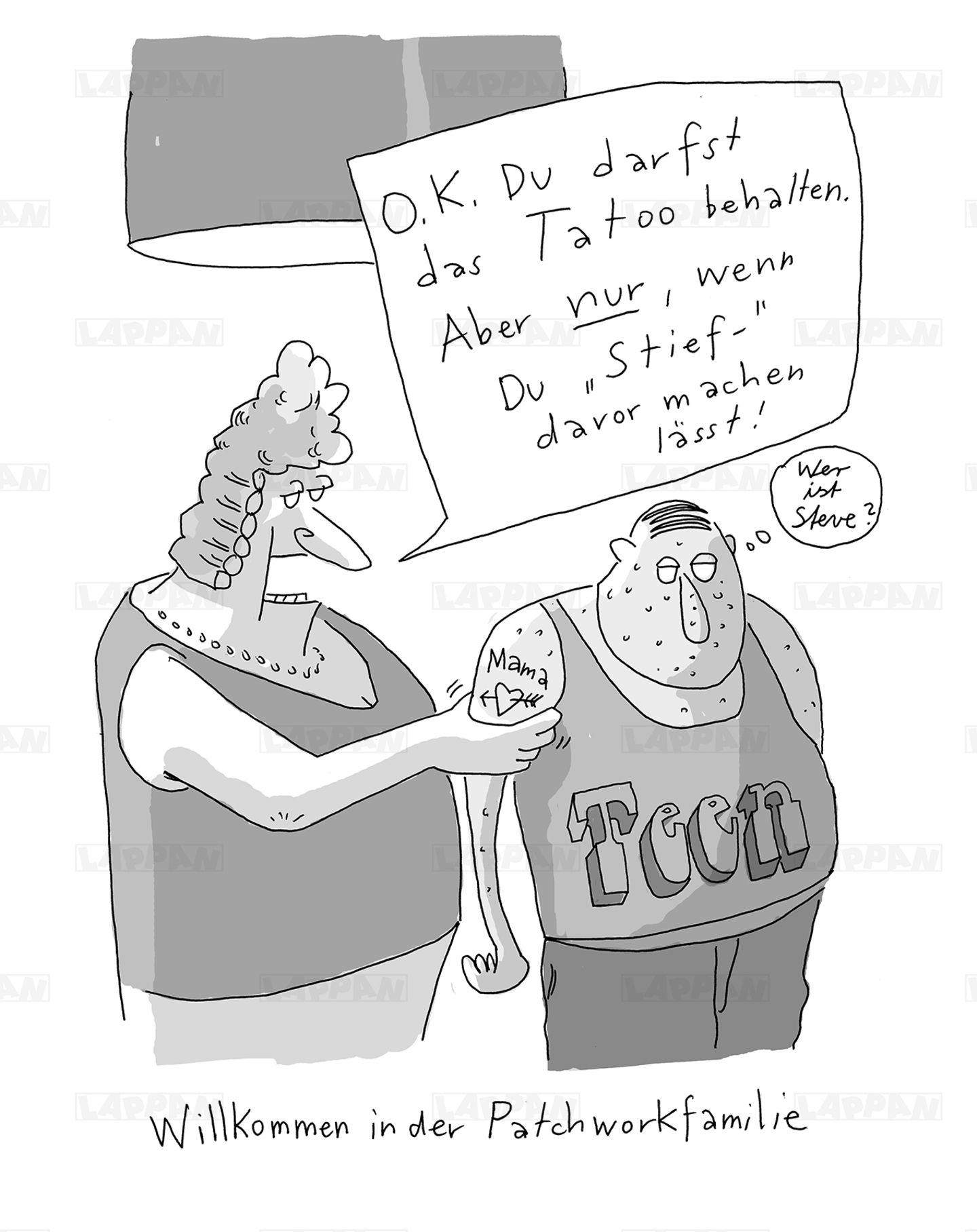 Familien-Cartoons: Schandtal! Komm zu Hause!