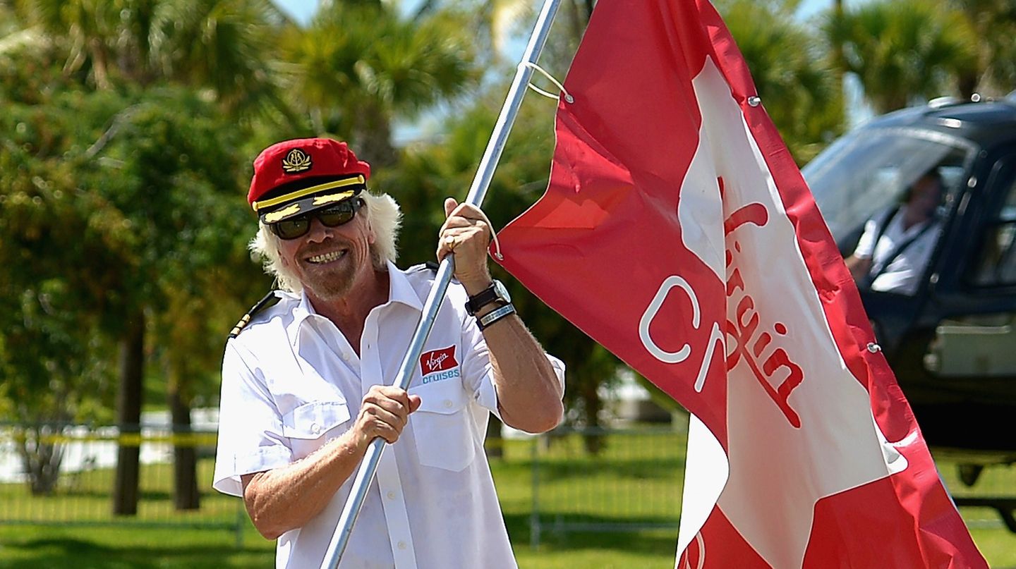 Hoch die Fahne: Milliardär Richard Branson macht jetzt auch in Kreuzfahrt