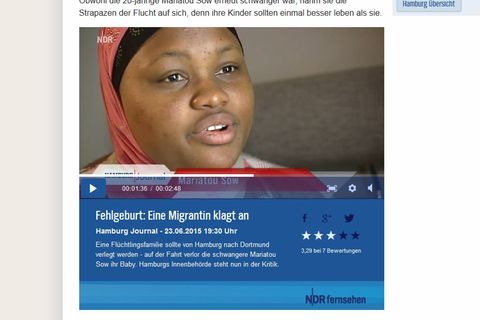 Der NDR berichtet über die Flüchtlings-Frau, die ihr Kind verlor