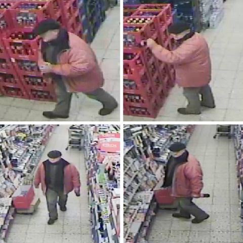 Das Bild einer Überwachungskamera zeigt den mutmaßlichen Räuber in einem Supermarkt in Hannover