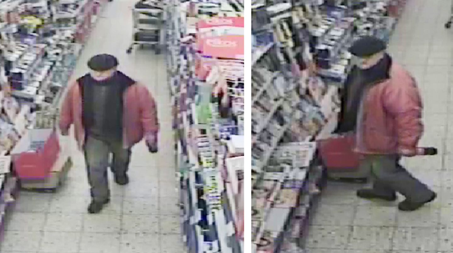 Das Bild einer Überwachungskamera zeigt den mutmaßlichen Räuber in einem Supermarkt in Hannover