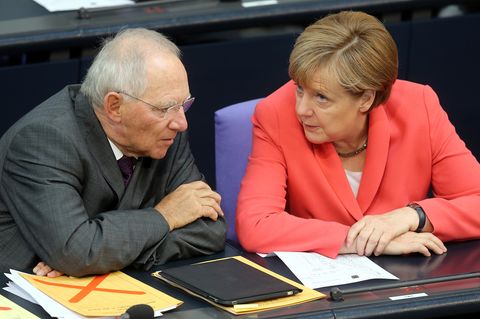 Merkel und Schäuble im Bundestsga