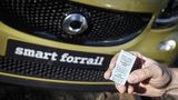 Das Bahnticket für die Fahrt mit dem Smart Forrail