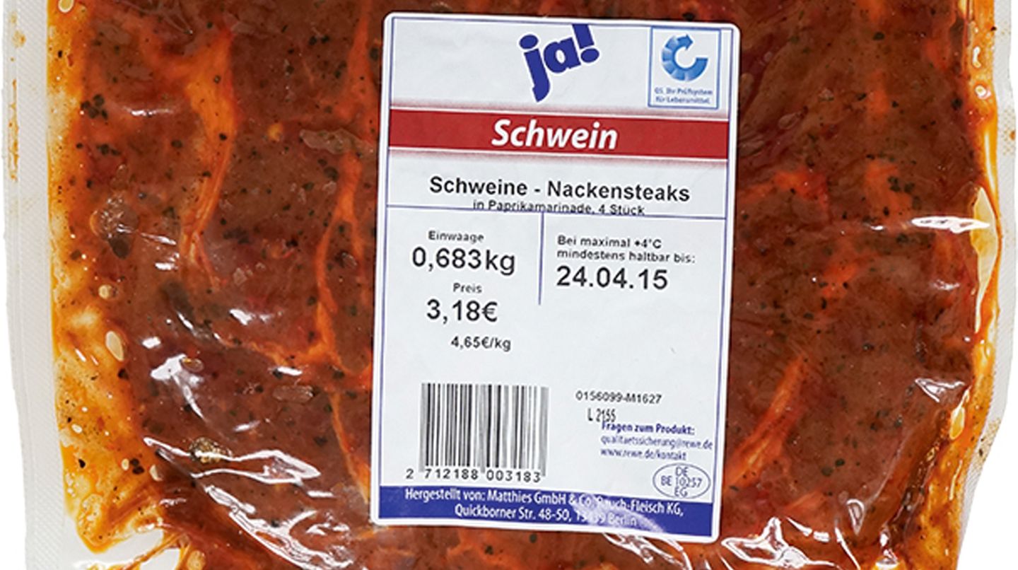 Verpacktes Grillfleisch von Rewe/Ja!