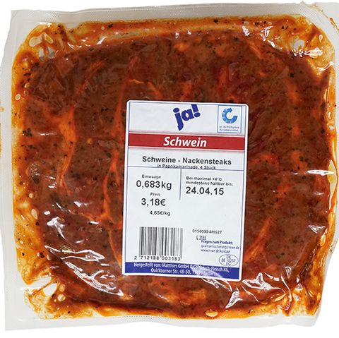 Verpacktes Grillfleisch von Rewe/Ja!