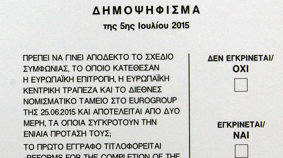 Der Wahlschein zum Referendum in Griechenland