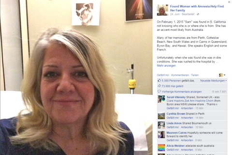 Die Frau, die ihr Gedächtnis verloren hat, bittet nun auf Facebook um Hilfe bei der Suche nach ihrer Identität