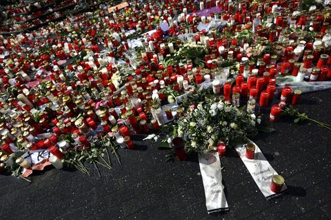 Ein Meer aus Rosen, Kerzen und Windlichtern in Gedenken an die Opfer der Germanwings-Katastrophe