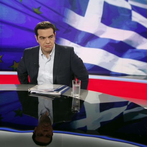 Alexis Tsipras im Fernsehstudio