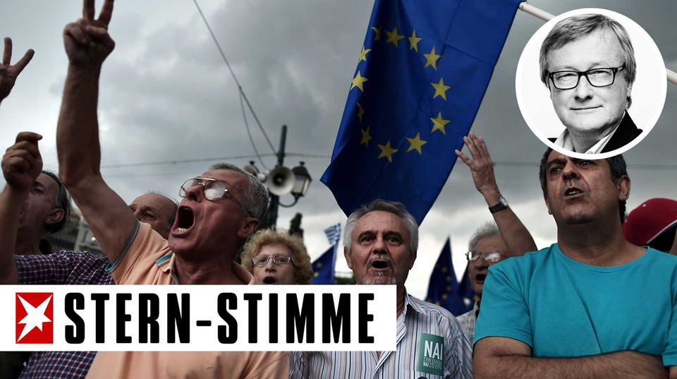 Referendum in Griechenland Seit Tagen protestieren Pro-Euro-Demonstranten mit Flaggen der Europäischen Union vor dem Athener Parlament