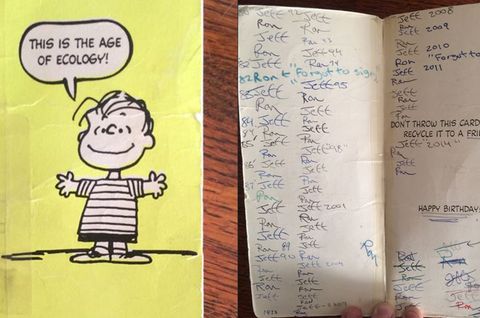 Seit 40 Jahren in Gebrauch: die Geburtstagskarte der beiden Brüder Jeff und Todd.
