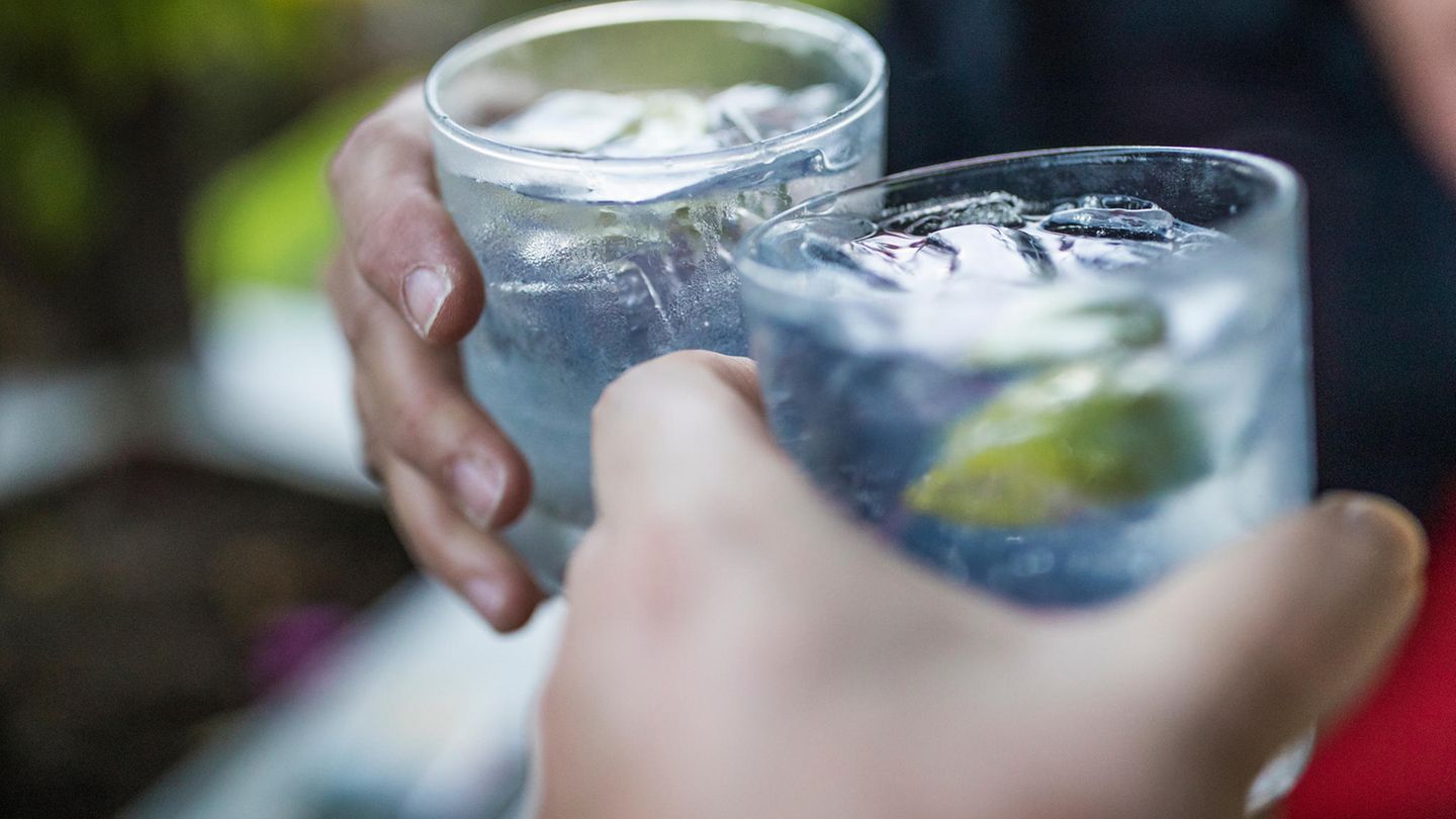 Ein Krug mit Tonic Water und frischer Zitrone und Limette
