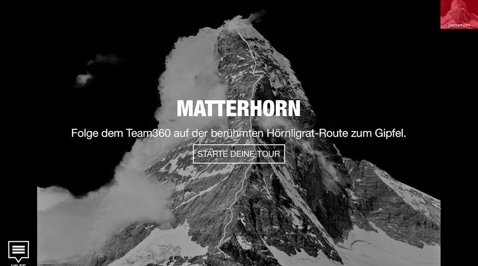 Startbildschirm zeigt das Matterhorn