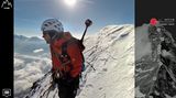 Kletterer mit dem Gipfel des Matterhorns im Gegenlicht