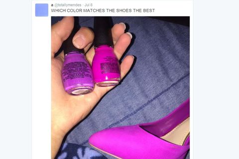 Welcher Nagellack passt zu diesem Schuh? Diese Frage beschäftigt derzeit das Netz.