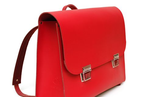 Roter Retro-Schulranzen aus Leder